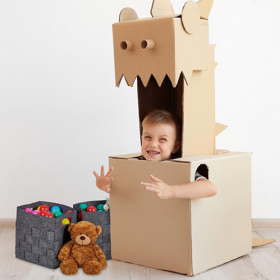 B2X Panier de rangement gris en feutre Lot de 2  