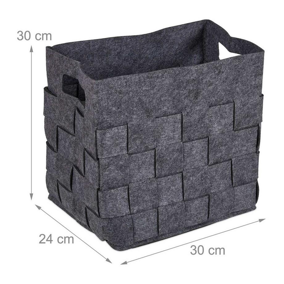 B2X Panier de rangement gris en feutre Lot de 2  