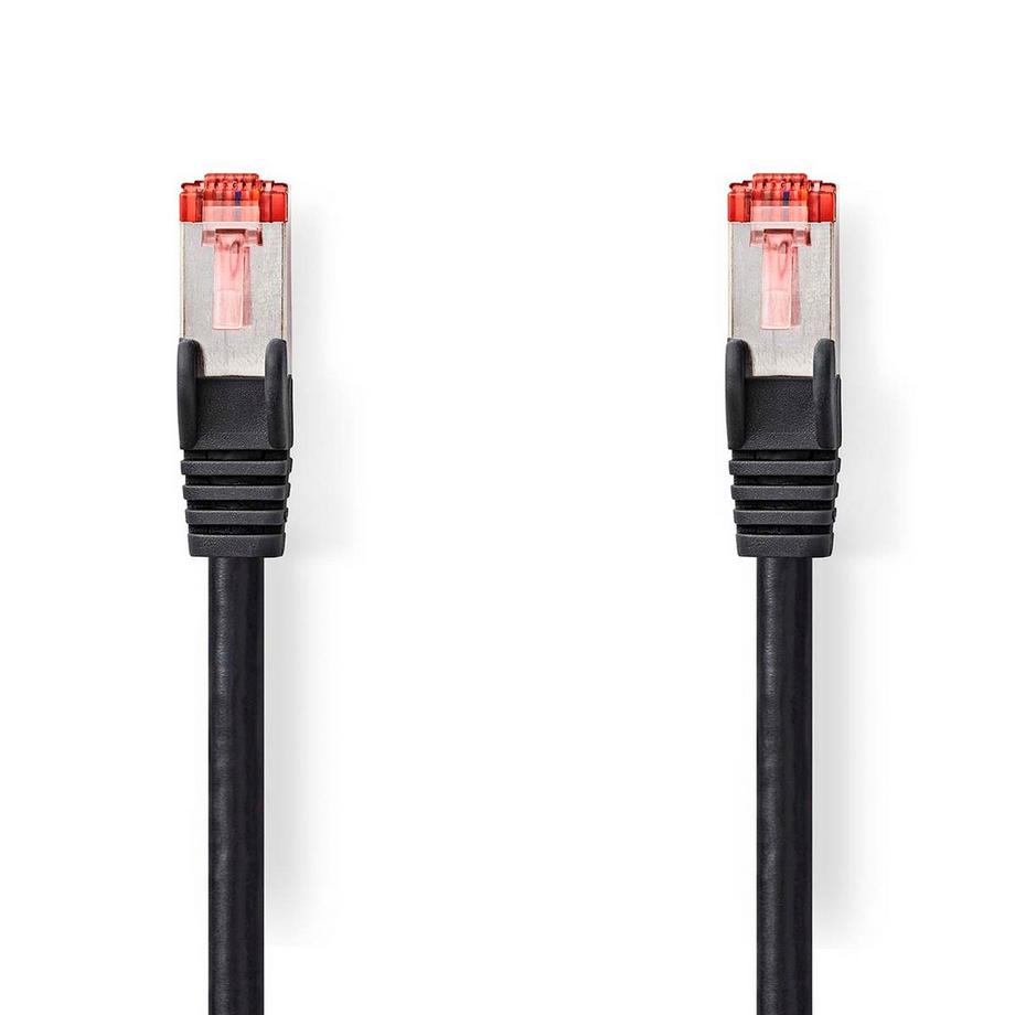CAT6 Netzwerkkabel | RJ45 Stecker | RJ45 Stecker | S/FTP | 2,00 m | Rund | LSZH | Schwarz | Etikett