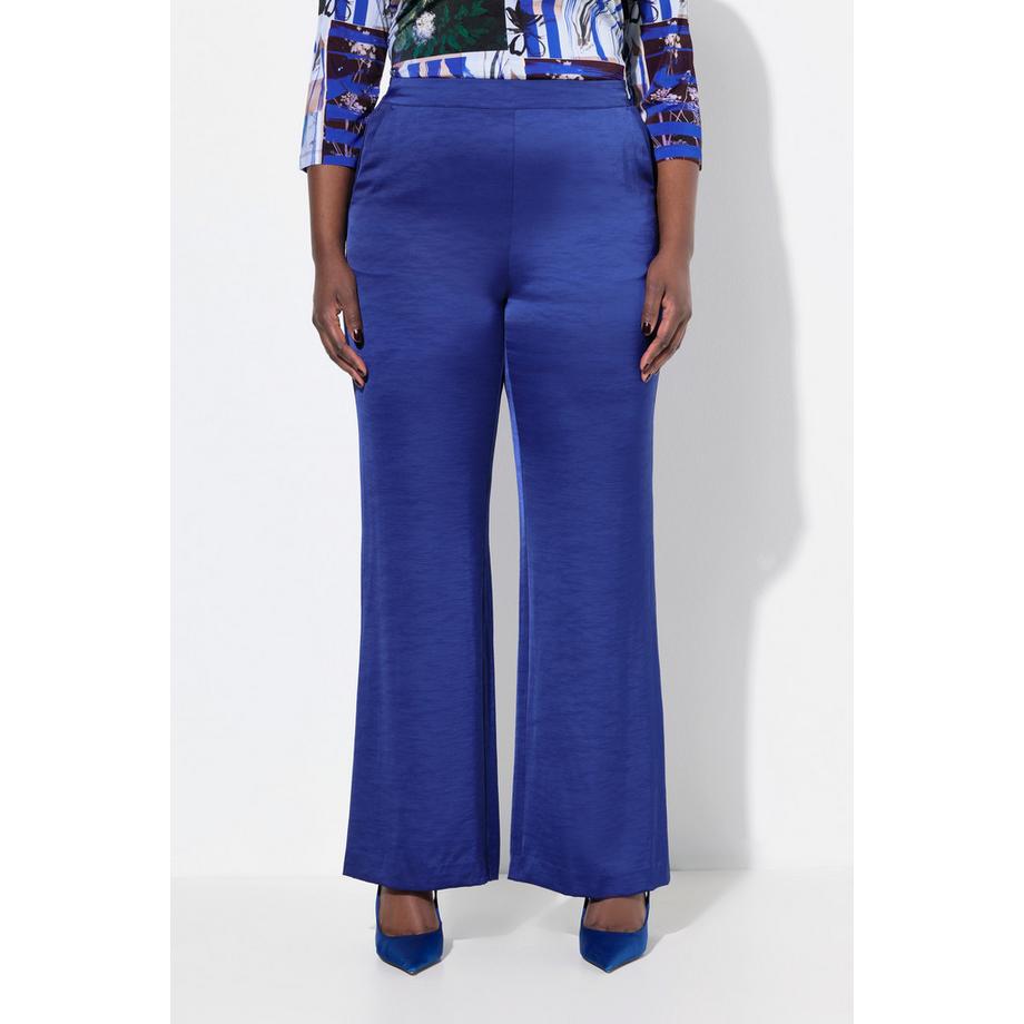 Ulla Popken Anzughose Struktur Weites Bein Teilelastischer Bund  