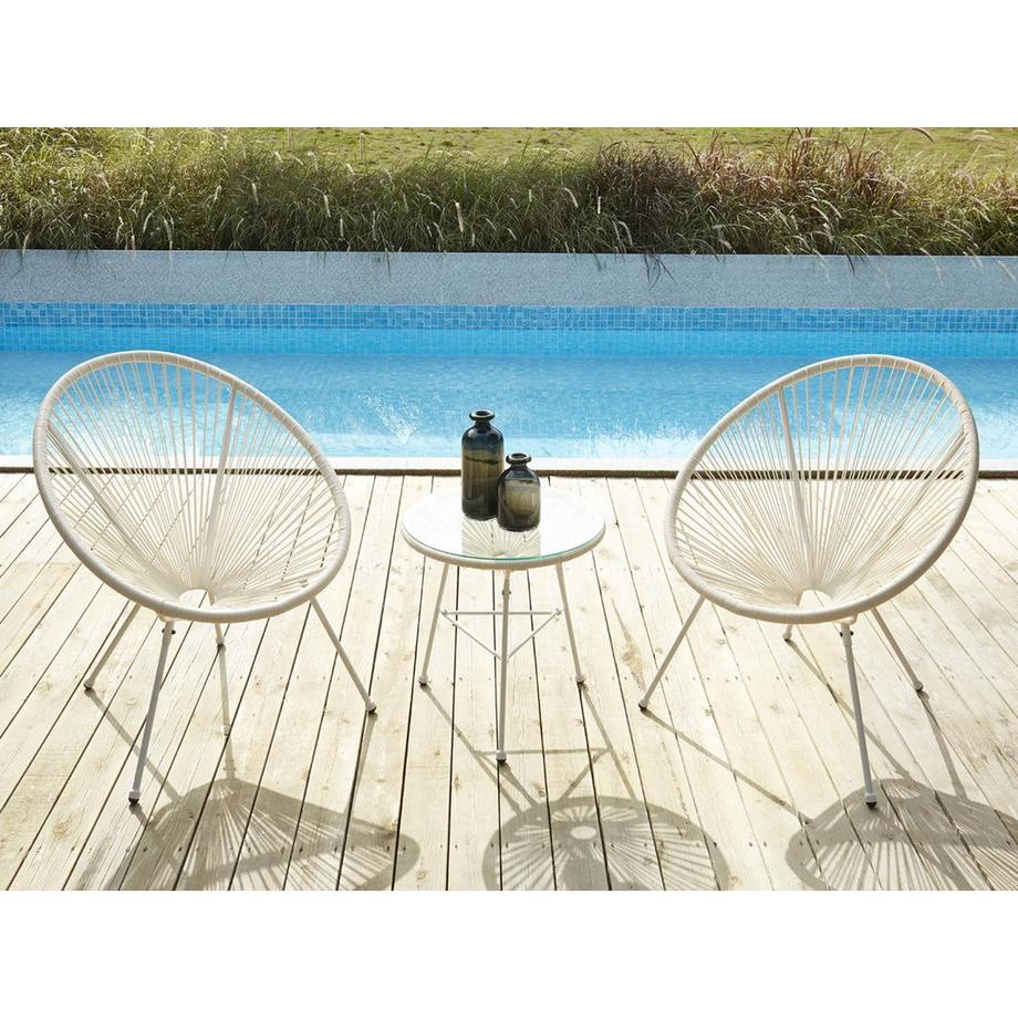 Vente-unique Poltrona da giardino in Resina intrecciata Bianco - Lotto di 2 - ALIOS II  