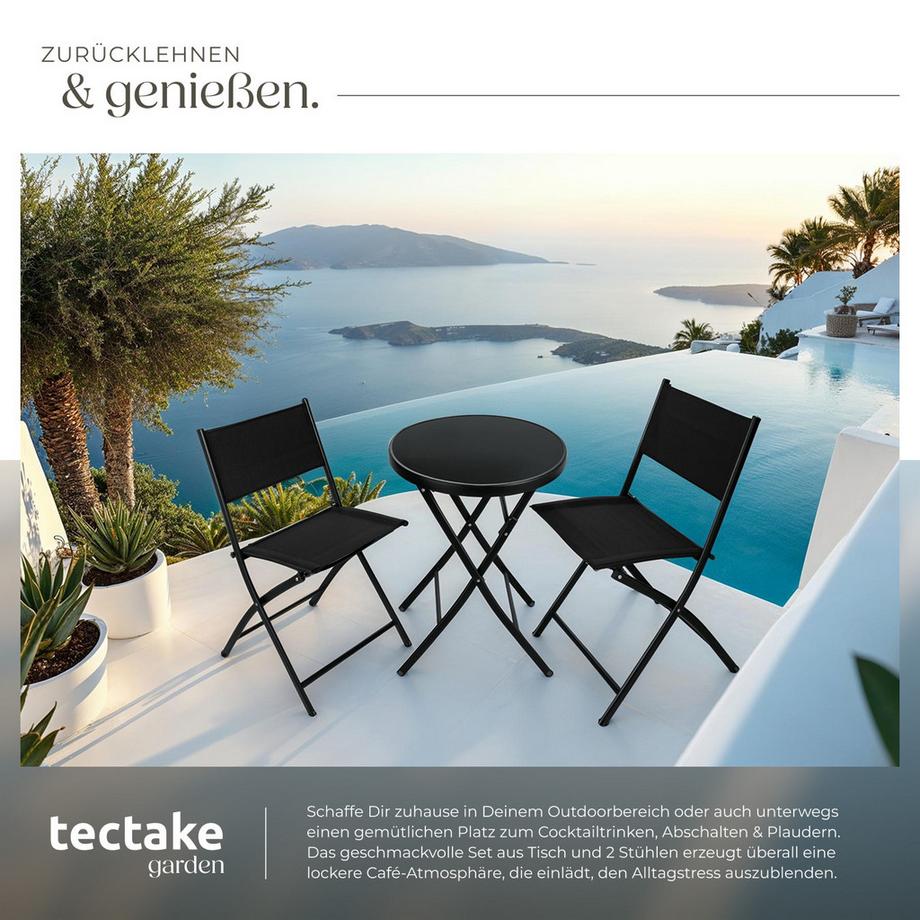 Tectake Bistro-Set Düsseldorf klappbar, für 2 Personen widerstandsfähig  