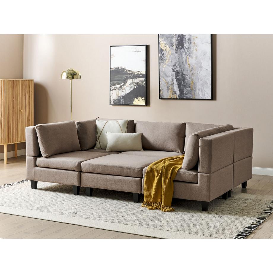 Beliani U-förmiges Sofa mit Ottomane aus Stoff  UNSTAD  