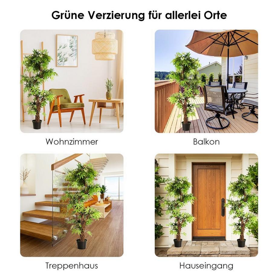 Kunstpflanze Knstliche Deko-Pflanze Zimmerpflanze mit Echtholzstamm Grn  160 x 19 x 19 cm 150 cm | MANOR