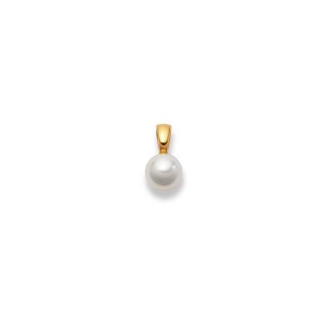 MUAU Schmuck  Pendentif or jaune 750 perle d'eau douce 14x8mm 