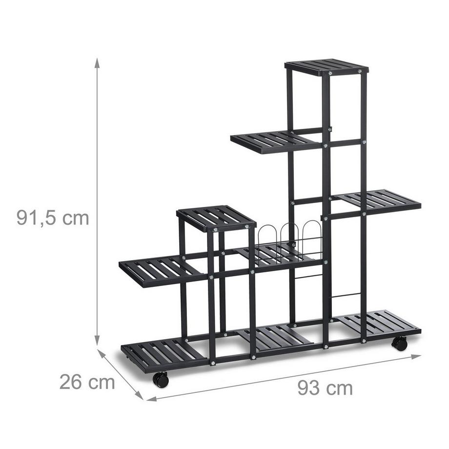 B2X Schwarzer Blumenständer mit Rollen  