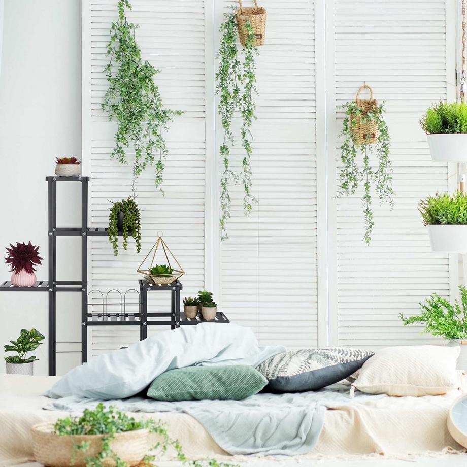 B2X Schwarzer Blumenständer mit Rollen  