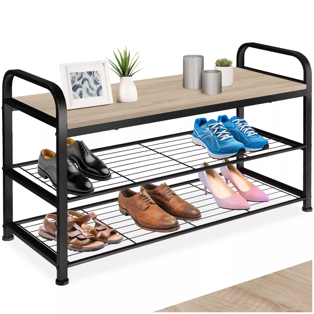 Tectake - Schuhregal Southampton Industrial Style Holz und Stahl, 91cm, Sand