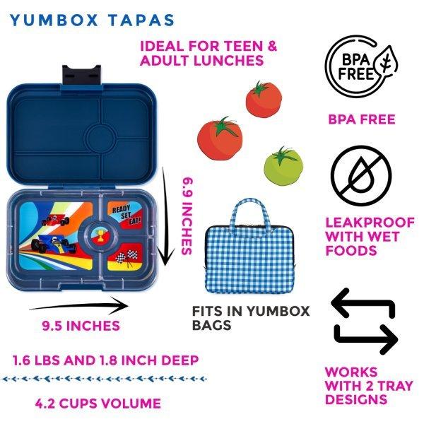 Yumbox Yumbox Tapas XL 4C Monte Carlo Blue Race Cars Znüni Lunchbox  