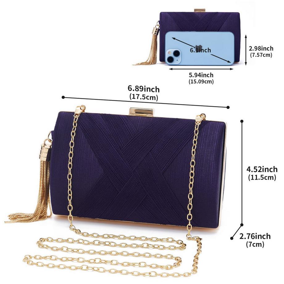 Only-bags.store Clutch Abendtasche Fransen Elegante Kettentasche  