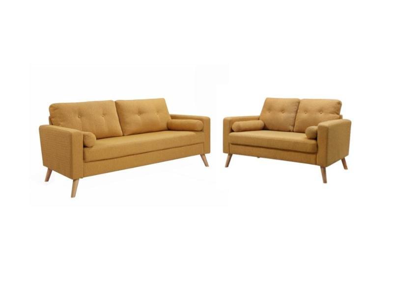 Vente-unique Couchgarnitur 3+2 TATUM Stoff mit WolleOptik  