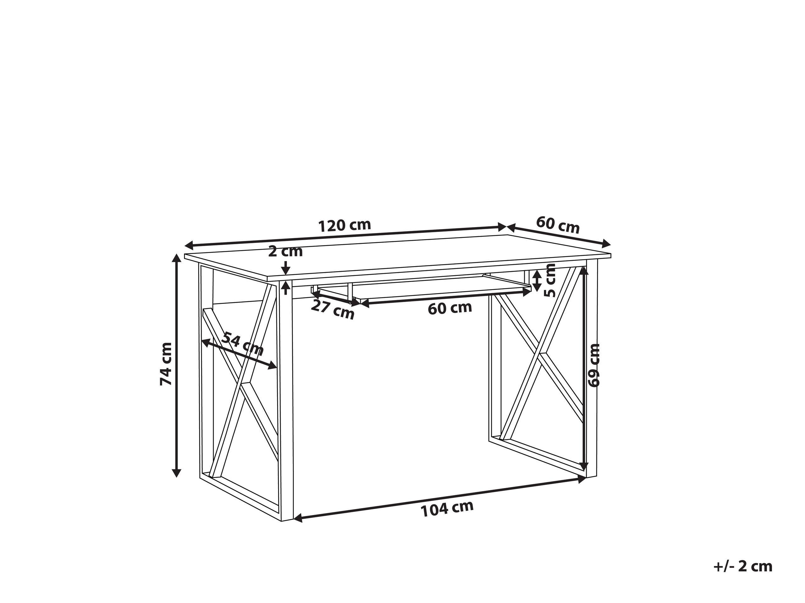 Beliani Table de bureau en Panneau de particules de bois Industriel DARBY  