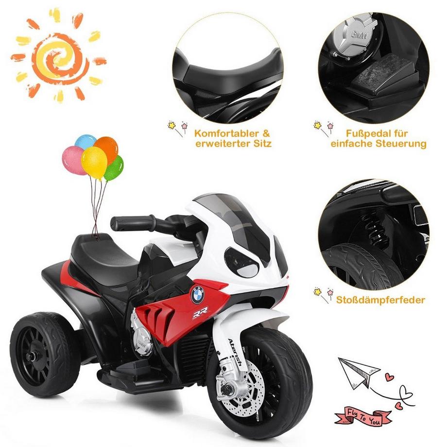 Northix  Kindermotorrad Motorrad mit Stützrädern 6 V Elektro Motorrad mit Musik 66 x 37 x 44,5 cm Rot 
