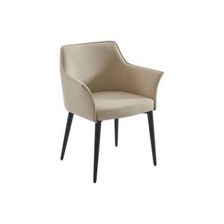 Vente-unique Lot de 6 chaises avec accoudoirs en simili et métal noir - Beige - MIALOV  