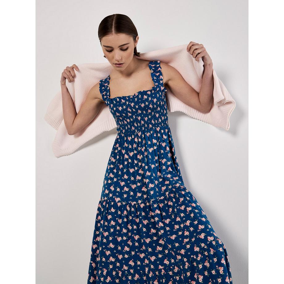 APRICOT Robe midi smockée à fleurs  