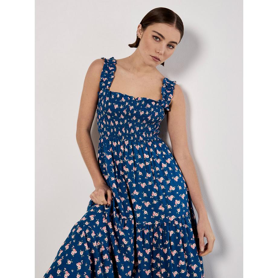 APRICOT Robe midi smockée à fleurs  