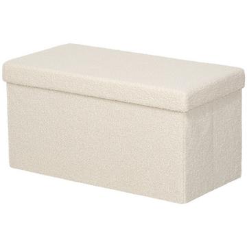 Banc avec espace de rangement, banquette pliable, banquette de lit aspect velours, coffre pour couloir, chambre, salon, 76 x 38 x 38 cm, blanc crème