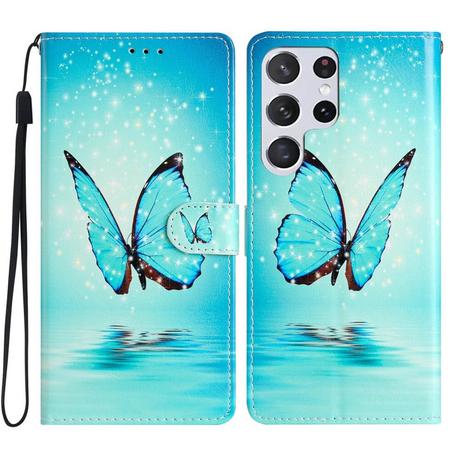 Cover-Discount  Galaxy S24 Ultra - Custodia in pelle custodia farfalla blu 