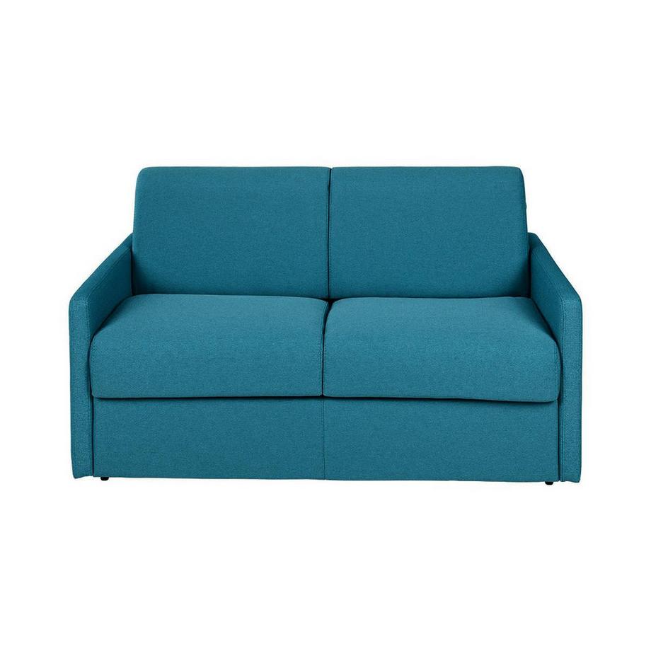 Vente-unique Canapé 2 places conible express en tissu CALIFE Turquoise Couchage Matelas  