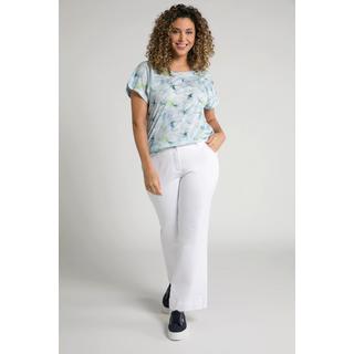 Ulla Popken  Jean Mary, jambe large, pinces, coupe 5 poches 