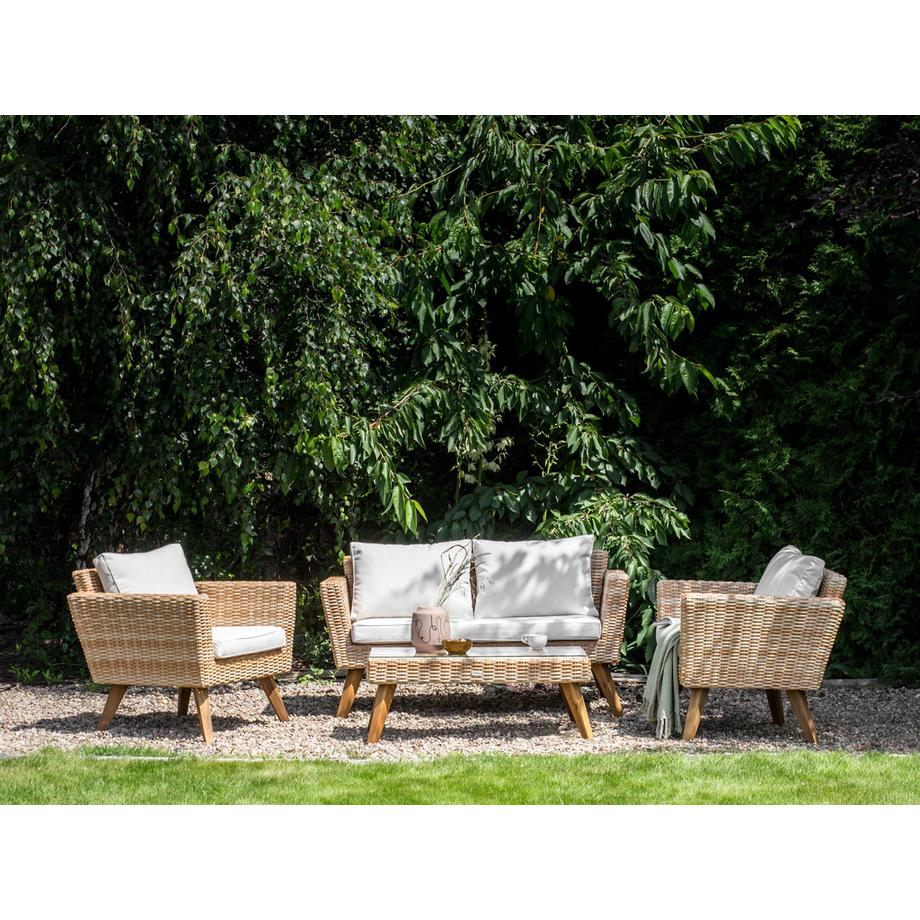 Beliani Lounge Set mit Tisch aus PE Rattan Retro VITTORIA  