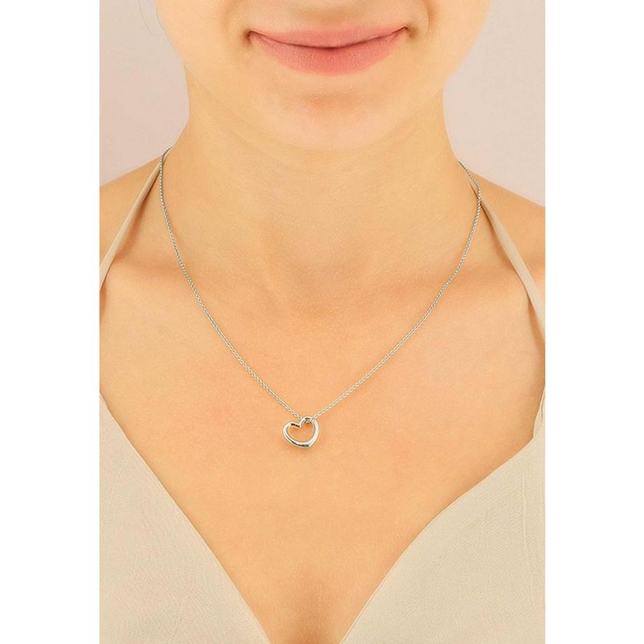 MUAU Schmuck  Pendentif coeur balancé or blanc 750, 15x13mm 