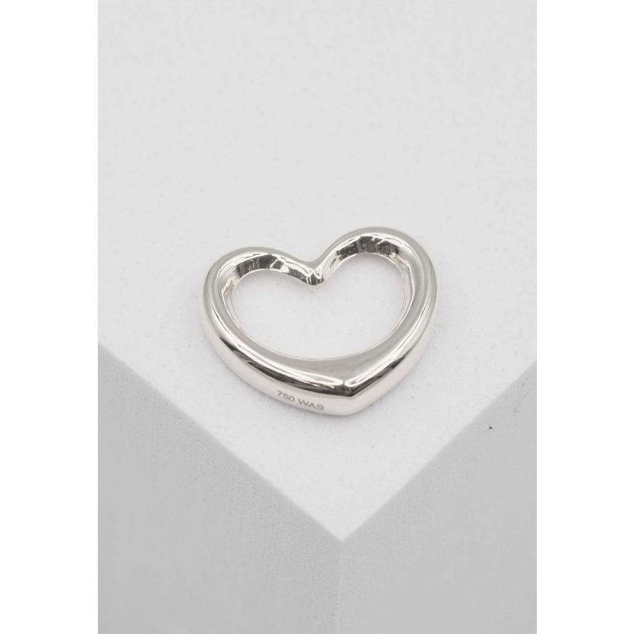MUAU Schmuck  Pendentif coeur balancé or blanc 750, 15x13mm 