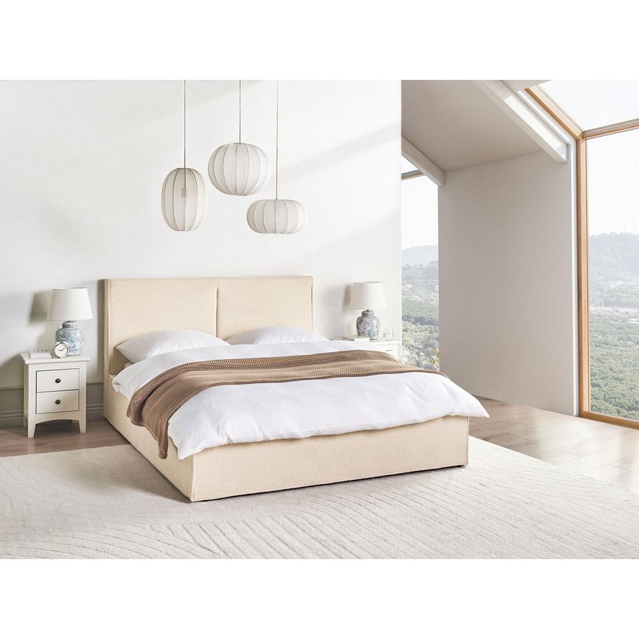 Beliani Letto contenitore en Bouclé Moderno MOISSAC  