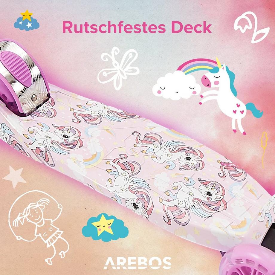 Arebos  Monopattino | Monopattino da città | Monopattino per bambini | Ruote a LED | Pieghevole 