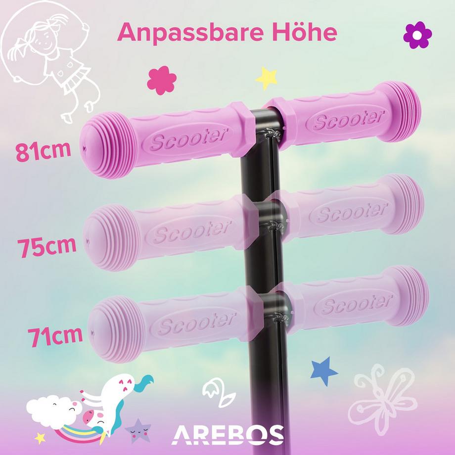 Arebos  Monopattino | Monopattino da città | Monopattino per bambini | Ruote a LED | Pieghevole 