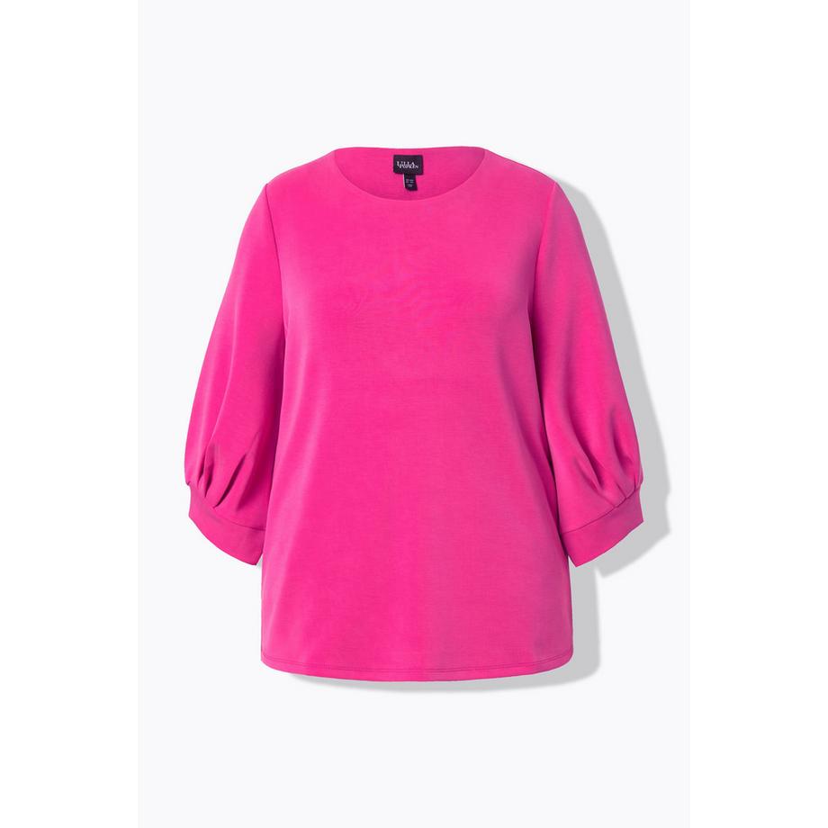 Ulla Popken Sweat-shirt Plis Fantaisie Col Rond Manches Ballon 3/4  