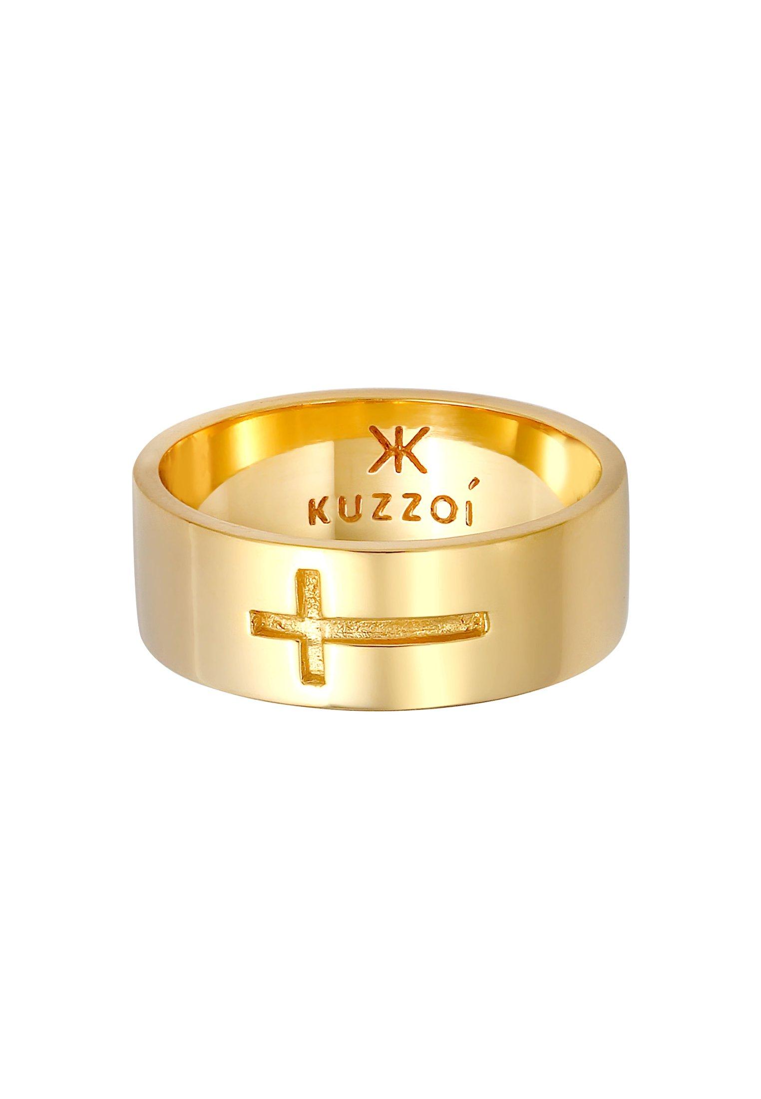 Kuzzoi  Bague Herren Bandring Glanz Kreuz Oxidiert 925 Silber 