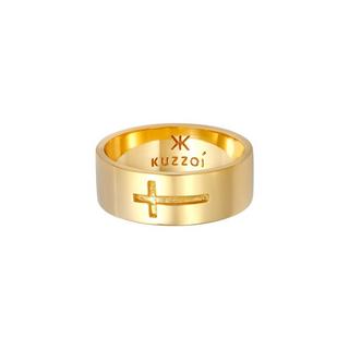 Kuzzoi  Bague Herren Bandring Glanz Kreuz Oxidiert 925 Silber 