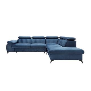 PASCAL MORABITO Großes Ecksofa mit Schlaffunktion - Ecke rechts - Samt - Dunkelblau - SAMARA von Pascal Morabito  