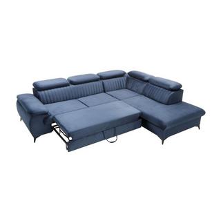 PASCAL MORABITO Großes Ecksofa mit Schlaffunktion - Ecke rechts - Samt - Dunkelblau - SAMARA von Pascal Morabito  