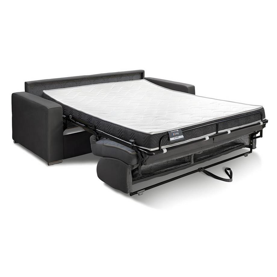 Vente-unique Canapé 2 places convertible express en velours bleu nuit - Couchage lattes larges 120 cm - Matelas 14 cm avec mémoire de forme CALITO  