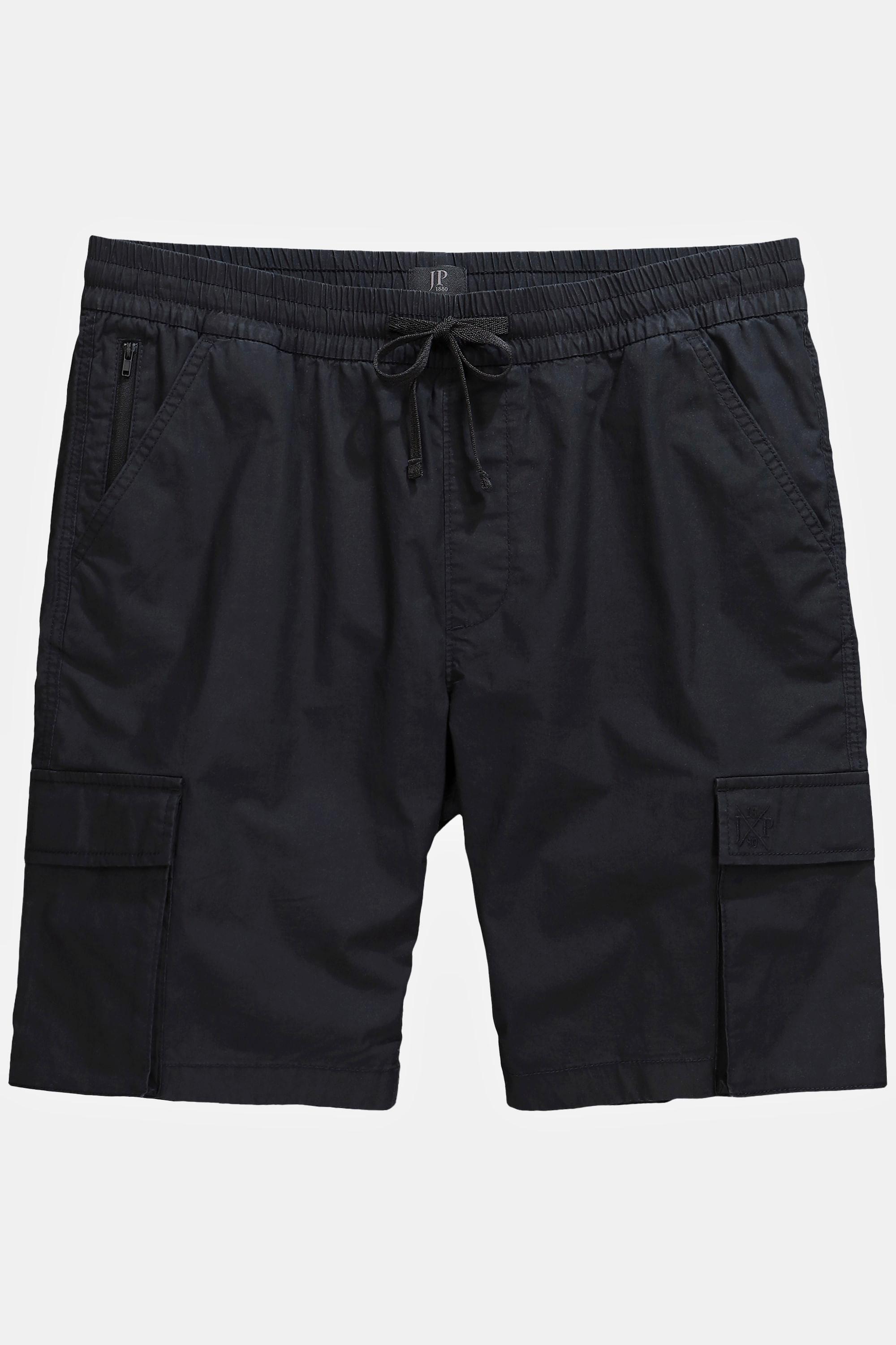 JP1880  Bermuda esprit vintage. Taille élastique et poches cargo noir 