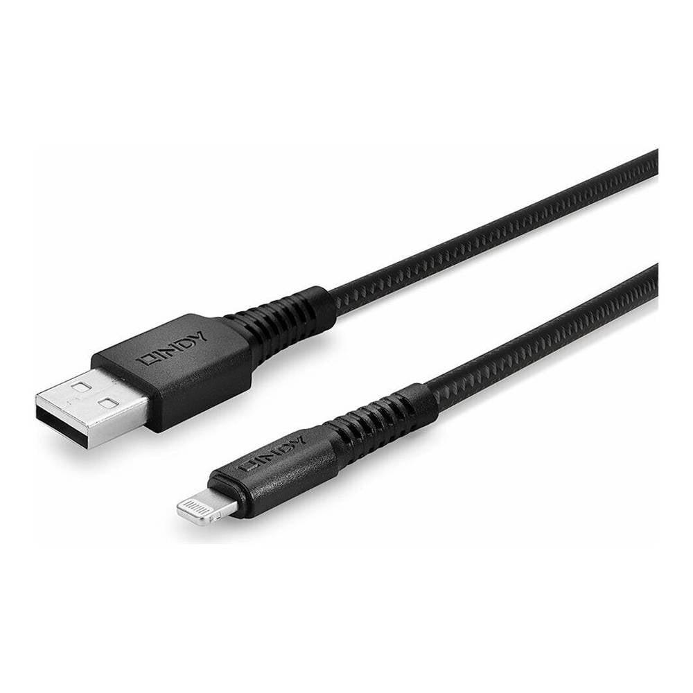 LINDY  USB-Kabel USB 2.0 Apple Lightning Stecker, USB-A Stecker 3.00 m Schwarz 