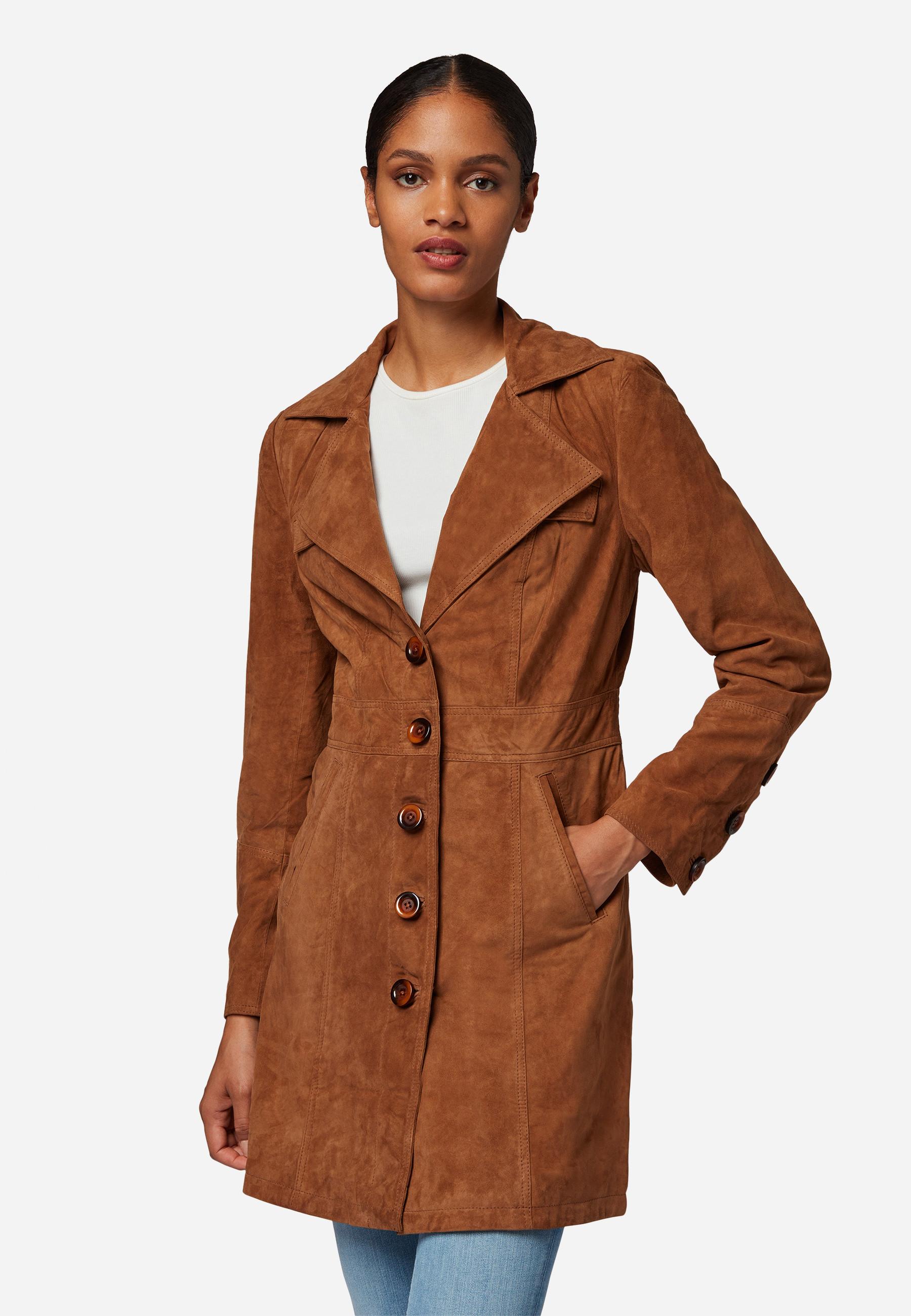 RICANO  Manteau en cuir  Lucy, avec boutons et col réversible 