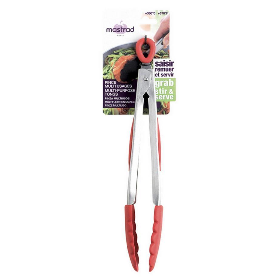 mastrad  Pince de cuisine en silicone rouge 