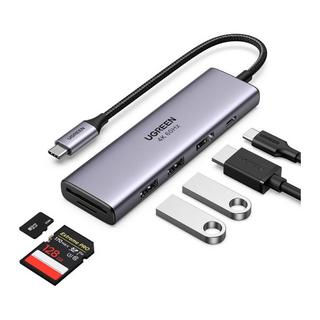UGREEN  Ugreen Hub USB-C vers 2x USB-A / HDMI 4K 60Hz / Lecteur de cartes SD et TF / USB-C PD 100W - Gris 