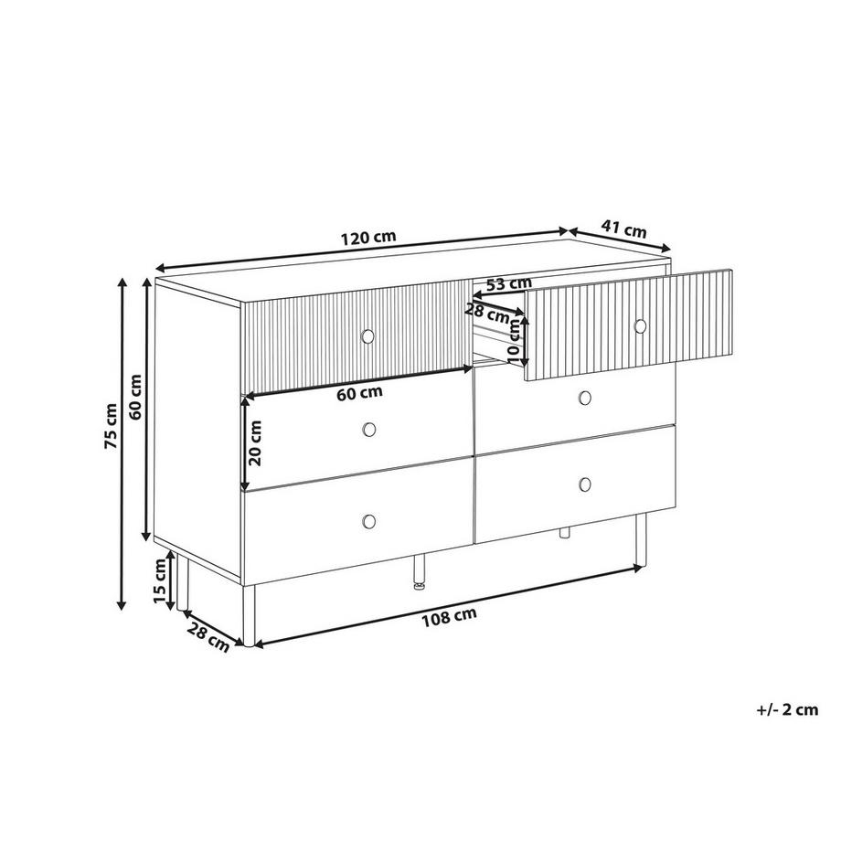 Beliani Cassettiera a 6 cassetti en Fibra a media densità (MDF) Moderno COVENTRY  
