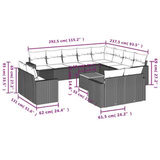 VidaXL Ensemble de canapés de jardin rotin synthétique  