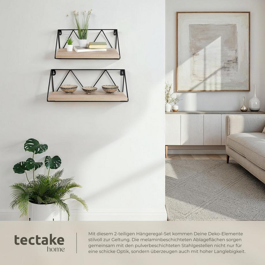 Tectake 2er Set Wandregal Rockport Industrial Style Holz und Stahl  