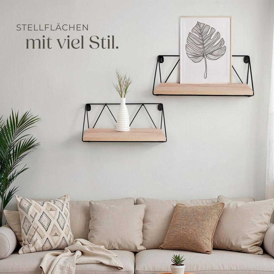 Tectake 2er Set Wandregal Rockport Industrial Style Holz und Stahl  