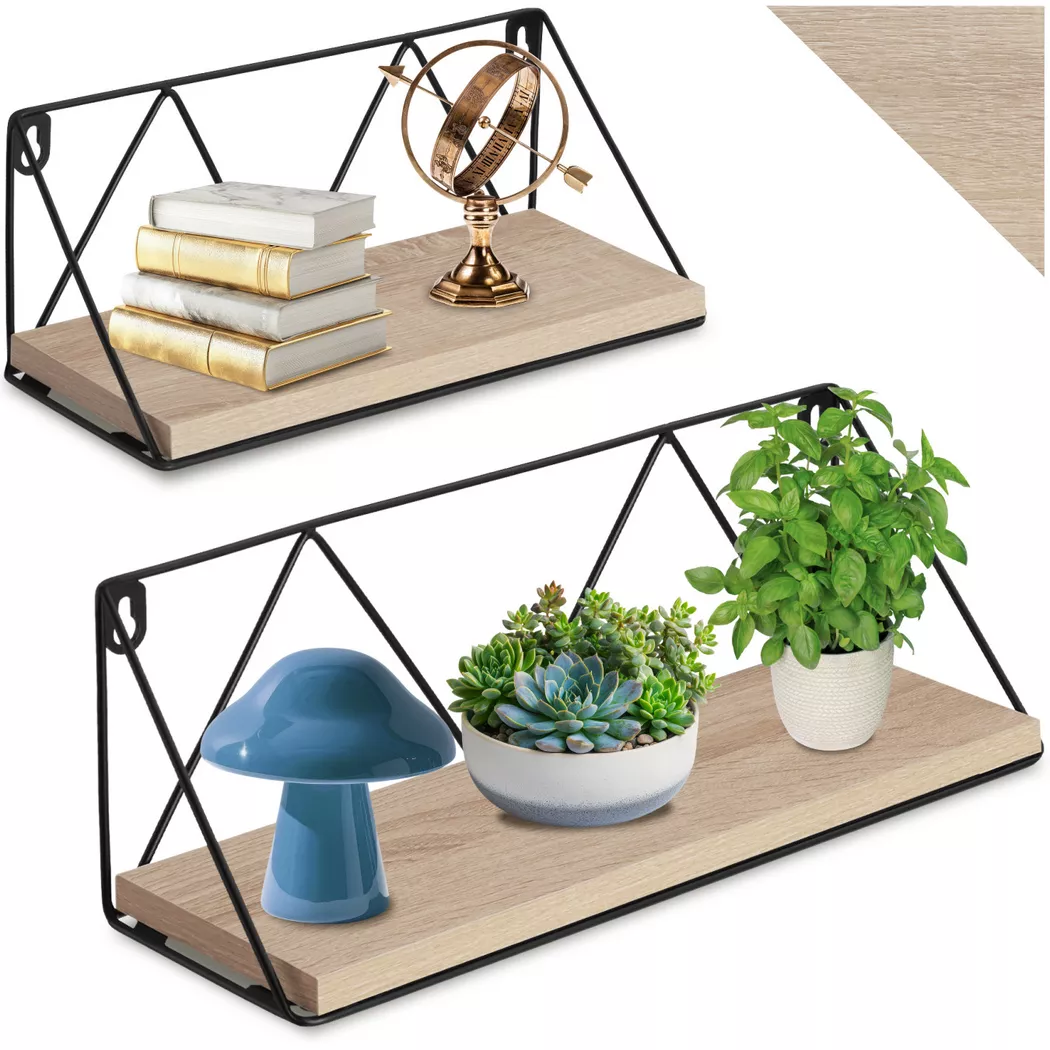 tectake Wall Shelves Rockport in Light Brown
