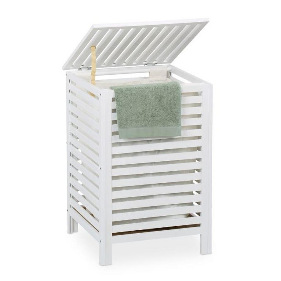 Panier à linge en noyer avec sac