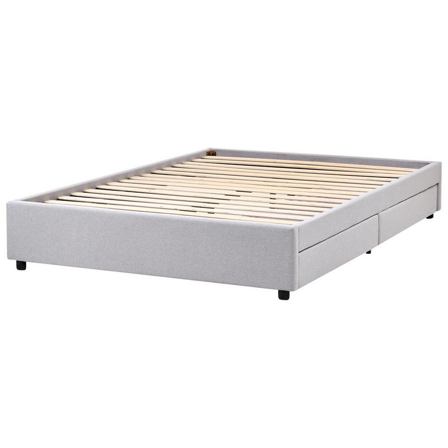 Beliani Lit avec tiroirs de rangement sans tête de lit en Tissu  PRADES  