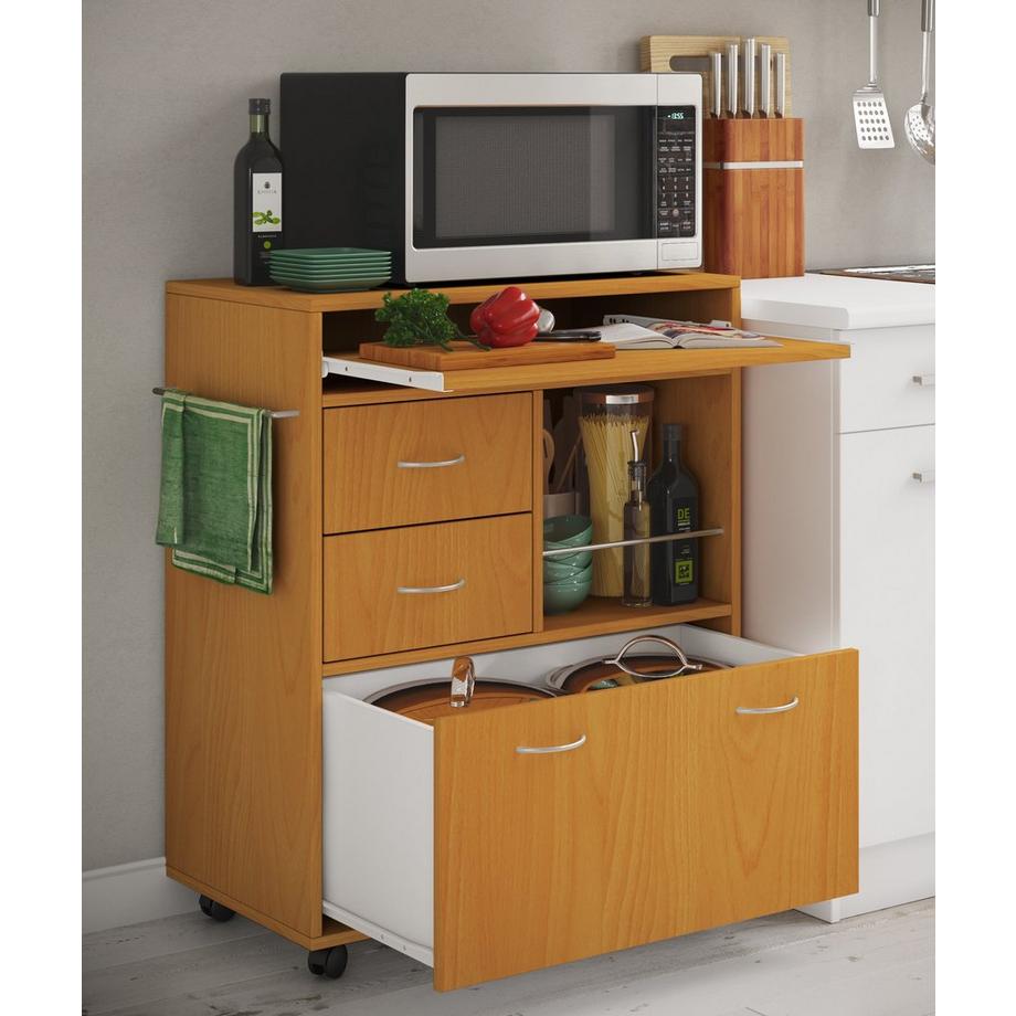 VCM Chariot de cuisine en bois Chariot de service Chariot de service à roulettes Roulettes Tiroir Kicha  