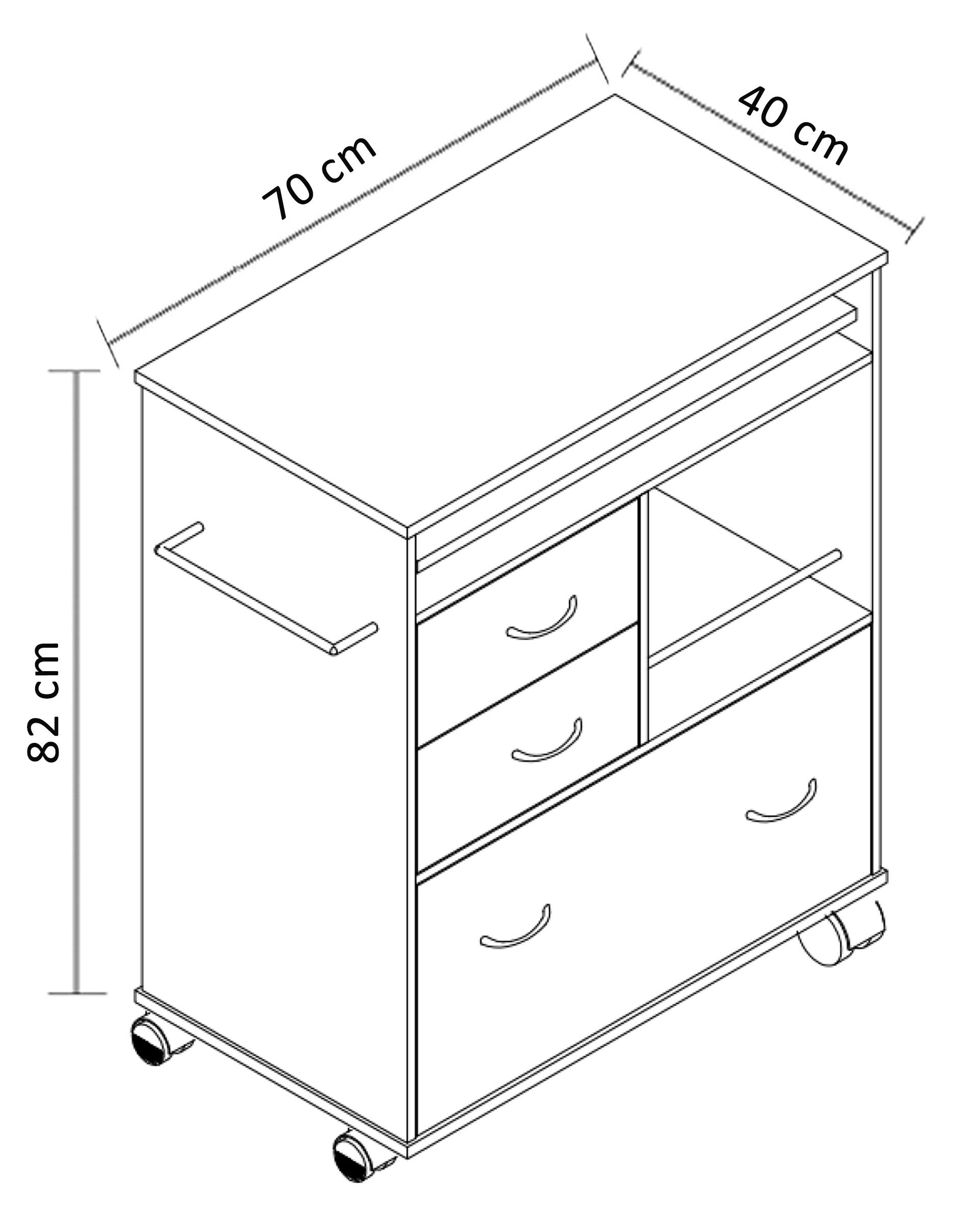VCM Küchenwagen | Rollwagen mit Schubladen und Ablage | Maße Rollwagen ca. H. 86 x B. 70 x T. 40 cm | rollbar | Servierwagen Kicha  
